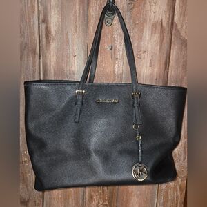 Michael Kors Black Tote with Gold Accents